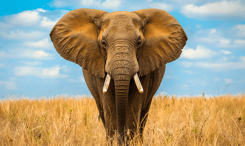 南非克鲁格公园张开耳朵的大象准备冲锋
