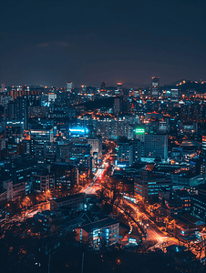 韩国脱发摄影照片_韩国首尔周边的夜景