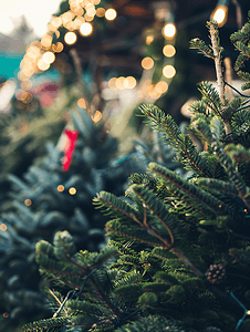 十二月中央农贸市场的圣诞树销售