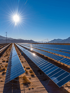 冬季白天无人机拍摄内华达州沙漠太阳能发电厂全景