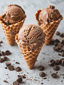 华夫饼甜筒巧克力冰淇淋