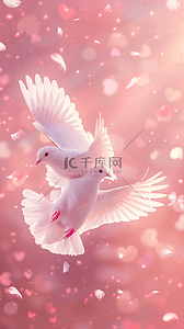 白鸽红底背景图片_粉色背景里飞翔的白鸽