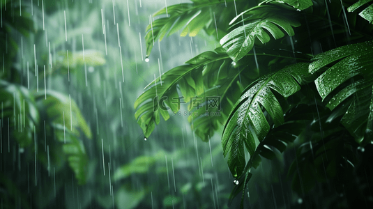 夏日植物雨水热带绿植叶子背景