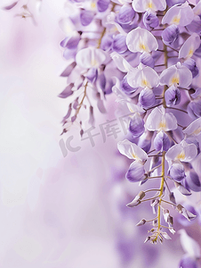 紫藤花卉摄影照片_盛开的紫色紫藤特写