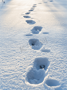 天气的符号摄影照片_白雪上的动物足迹