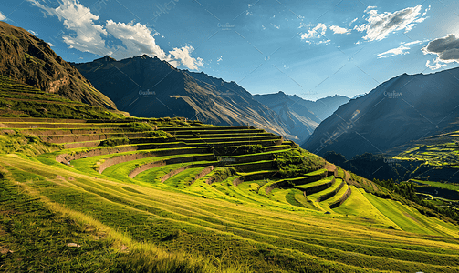 秘鲁皮萨克山坡上的古印加农场梯田