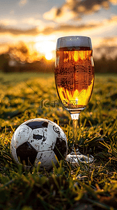 啤酒过程背景图片_啤酒和足球体育足球赛事背景