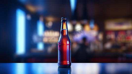 酒吧的一瓶啤酒酒水摄影照片