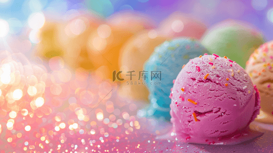 多彩冰淇淋球彩色冰淇淋球特写背景图