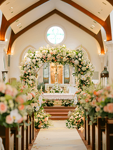 婚礼结婚教堂鲜花装饰