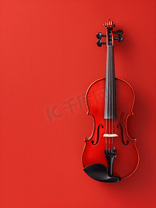 红色背景上小提琴