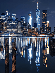 纽约摄影照片_从布鲁克林看纽约夜景