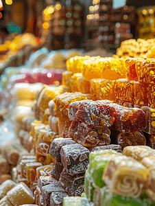 伊斯坦布尔埃及集市上的传统土耳其糖果