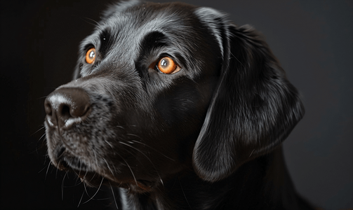 拉布拉多猎犬肖像黑狗与棕色的眼睛