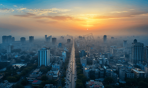 爱国主义背景摄影照片_巴基斯坦卡拉奇天空景观