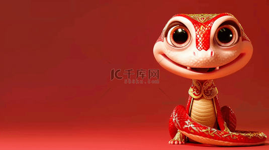 春节节日背景背景图片_红金3D蛇年国风红色喜庆春节新年背景