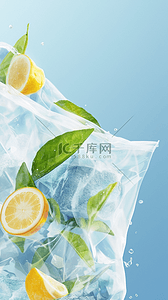 清新夏日背景背景图片_清新夏日冰块和水果柠檬背景