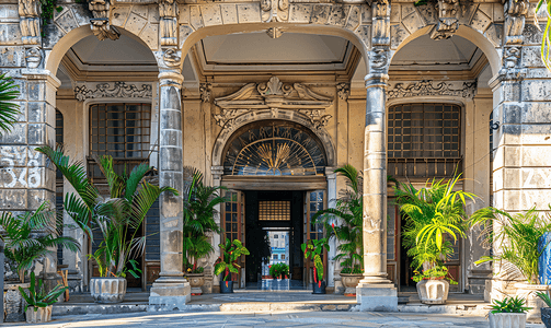 纽约摄影照片_古巴哈瓦那前纽约酒店的入口