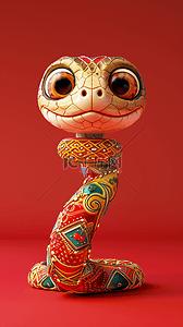 红金3D蛇年传统国风红色喜庆新年背景