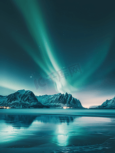 挪威罗弗敦群岛的北极光