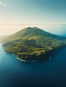 皮库岛亚速尔群岛火山鸟瞰图
