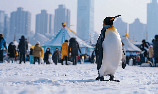 冬季节日里的一只企鹅