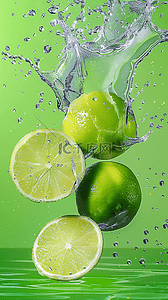 清新夏日喷溅水花冰块水果柠檬设计图