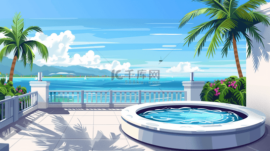 复古风海边渡假酒店泳池设计图