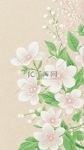国风粉白中式刺绣花朵背景