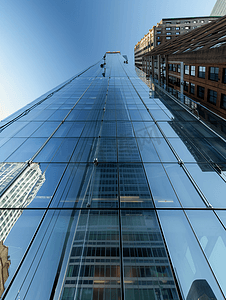 窗户清洁工爬上纽约的摩天大楼