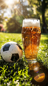啤酒帐篷背景图片_啤酒和足球体育足球赛事背景