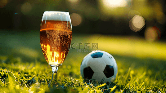 世界足球日背景图片_体育足球赛事啤酒和足球背景
