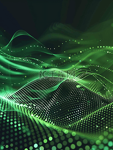 点抽象绿色背景大数据流数字粒子波背景