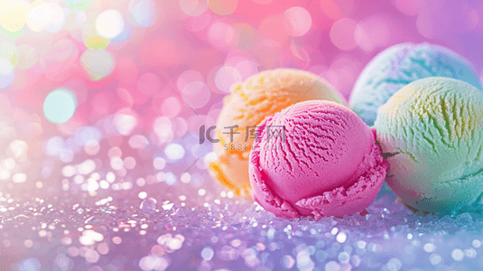 多彩冰淇淋球彩色冰淇淋球特写素材