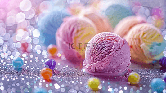 多彩冰淇淋球冰淇淋球特写背景