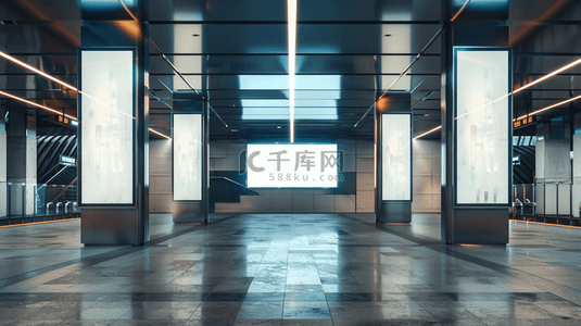青岛地铁背景图片_高铁地铁候车大厅空白广告灯箱背景素材