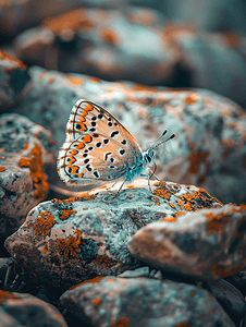 美丽的蝴蝶栖息在瓦什洛瓦尼保护区潘蒂沙拉地区的岩石上