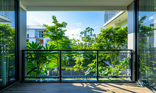 家居花园摄影照片_大阳台可欣赏围栏花园景观