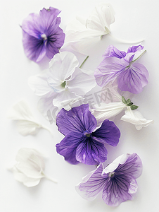 白色背景上的紫色和白色花