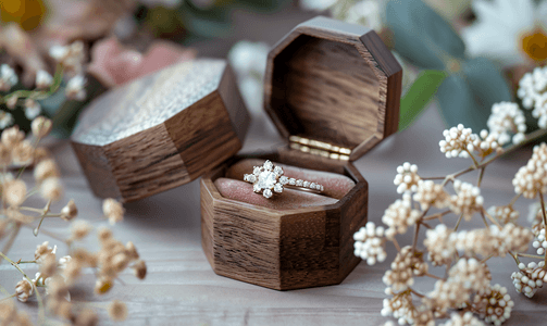 木盒里的结婚戒指