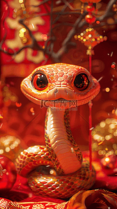 可爱红背景图片_红金3D蛇年国风喜庆传统新年背景