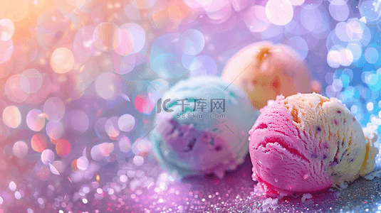 特写多彩冰淇淋球彩色冰淇淋球背景