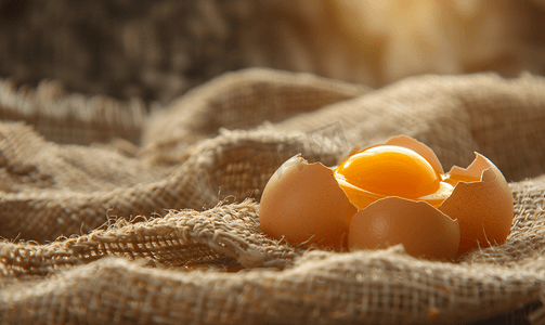新鲜鸡蛋上袋破蛋壳蛋黄