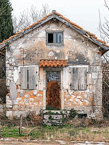 克罗地亚新维诺多尔斯基旧废弃破烂肮脏房屋建筑