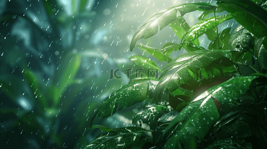 叶子背景绿背景图片_夏日植物雨水热带绿植叶子背景