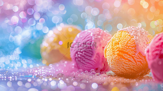 多彩装饰背景图片_彩色多彩冰淇淋球冰淇淋球特写背景图片