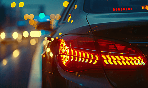 高速公路上堵车的汽车后灯的特写照片