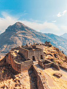 秘鲁皮萨克山上的印加古城堡遗址