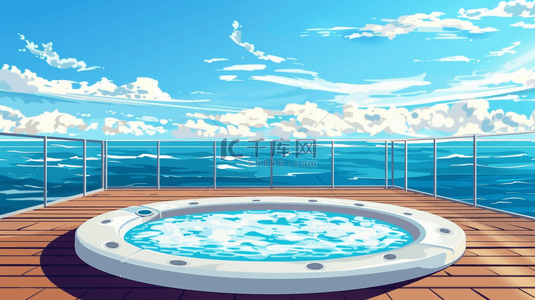 怀旧复古风海边渡假酒店泳池海景背景图片