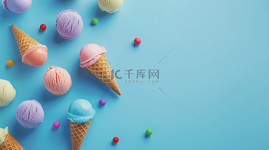 夏天冷饮糖果色圣代冰淇淋筒背景素材
